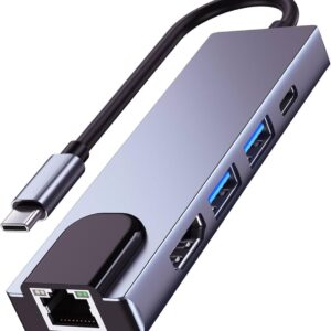 Type-C To HDTV 5 In 1 Adapter LAN Type-C USB HDTV HDMI