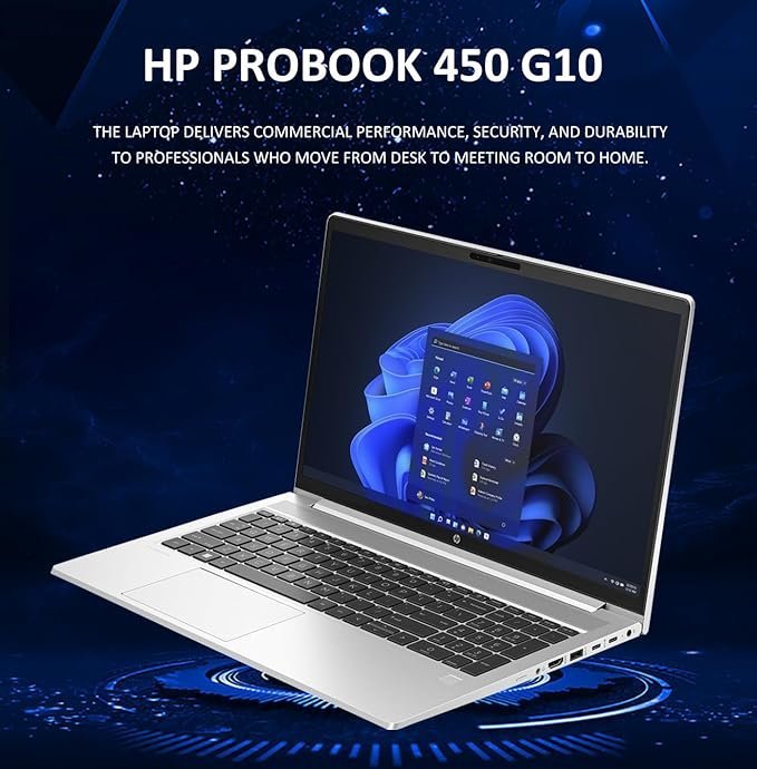 HP ProBook 450 G10 Business Laptop (15.6" FHD IPS Anti-Glare, Intel 10-Core i7-1355U, 16GB RAM, 512GB SSD) Backlit Keyboard, Webcam, Ethernet, Wi-Fi 6E, Wolf Pro Security, Win 11 Pro, Silver - Image 3