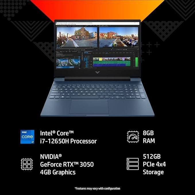 HP Victus Gaming Laptop, 12th Gen Intel Core i7-12650H, 4GB RTX 3050 GPU, 15.6-inch (39.6 cm) FHD IPS 144Hz, 16GB DDR4, 1TB SSD, Backlit KB, B&O, Dual Speakers (Win 11, MSO, Blue, 2.37 kg), fa0073T