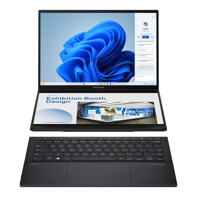 ASUS ZenBook Duo X840 Intel Core Ultra 9 285H 32GB DDR5 RAM 2TB NVMe SSD Dual 14" 3K OLED Touchscreen Display Detachable Soft Bluetooth Keyboard Inkwell Gray 1 Year Warranty - Image 2