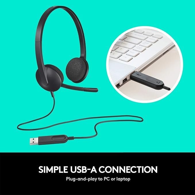 Logitech USB Headset H340 – Stereo, Black - Image 4