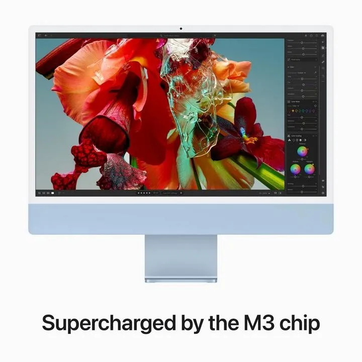 Apple iMac - M3 Chip 8 core CPU - 10 Core GPU, 24" Retina Display 4.5K, 8GB RAM, 256GB SSD, MacOS Sonoma 14, Blue, 1 year warranty - Image 3