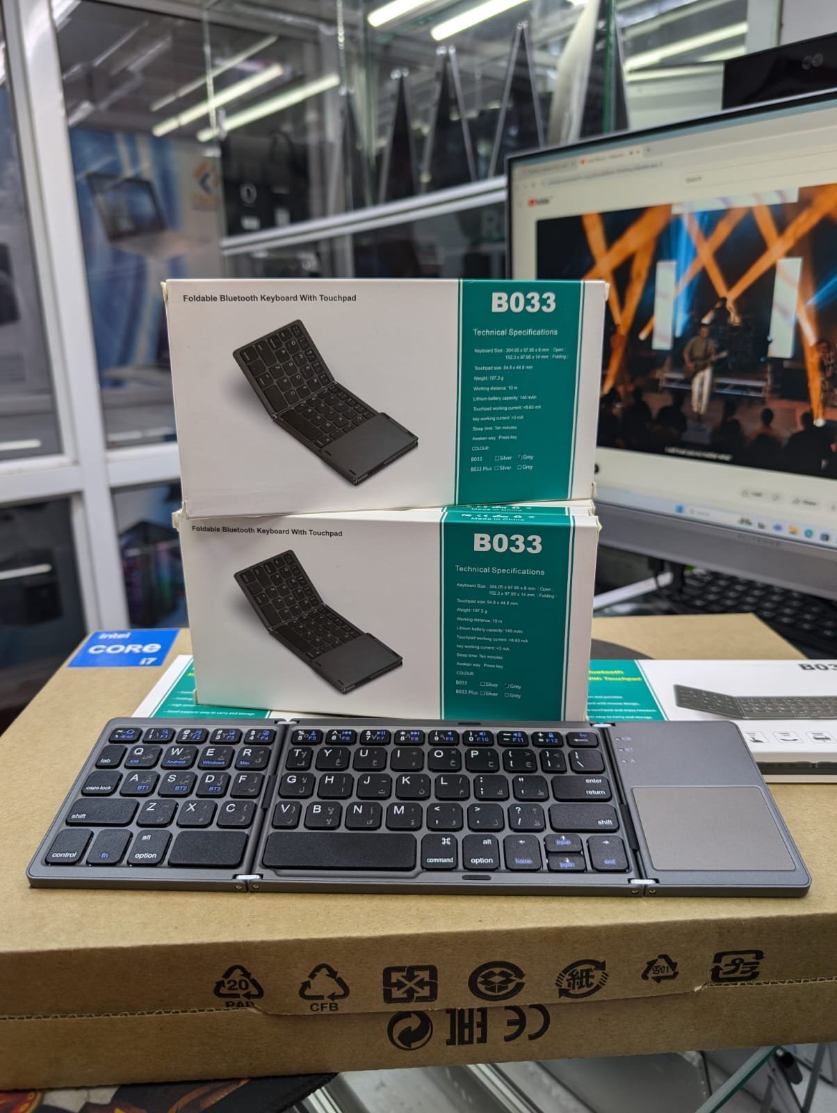 B033 Foldable Bluetooth Keyboard with Touch Pad Mouse - Image 5