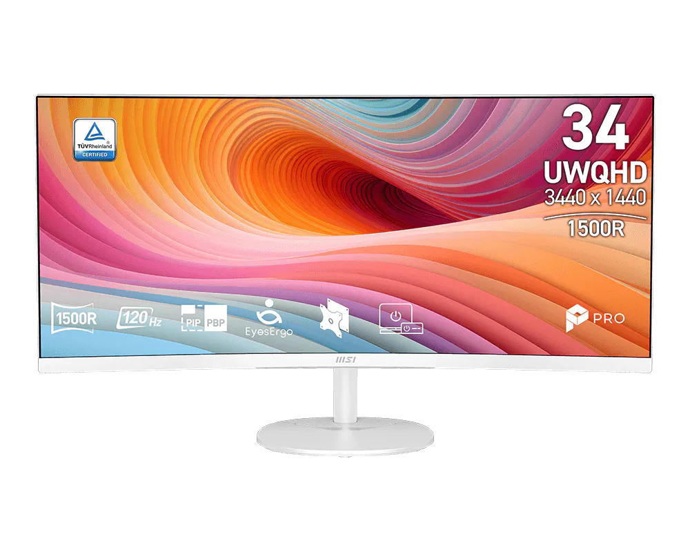 MSI PRO MP341CQW E12 34-inch ultrawide monitor in white